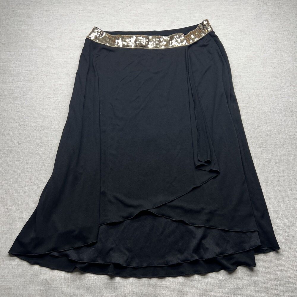 VTG 90s CDC Black Party High-Low Ruffle Skirt sz 14 Salsa Cocktail Black Tie
